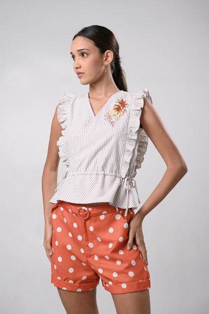 Daylor Sleeveless Top (Beige/White)