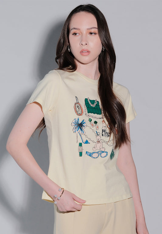 Holiday Tees 2025 Dear Santa Short Sleeve Shirt Top (Butter)