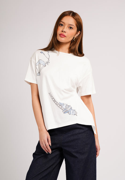 DNM Studios 2026 Dell Short Sleeve Shirt Top (Spot Print White)