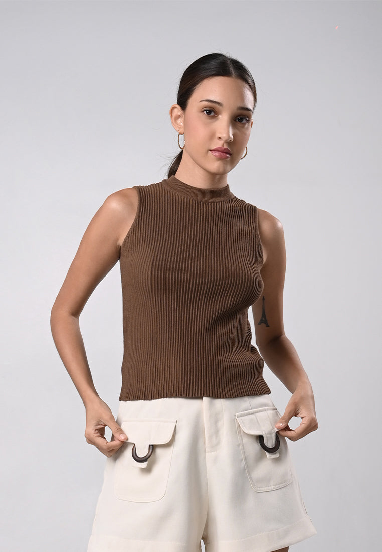 Diahna Sleeveless Top (Brown)