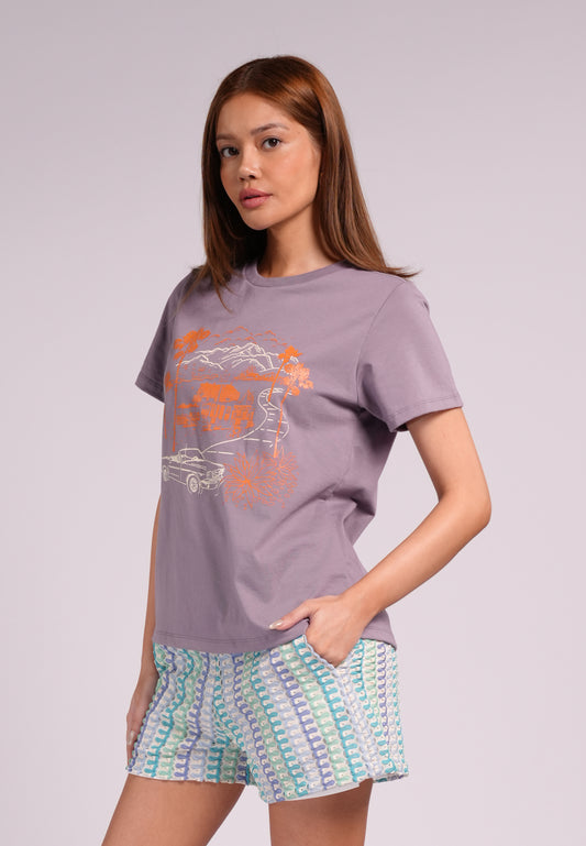Summer Tees 2026 Divina Short Sleeve Shirt Top (Lavander)