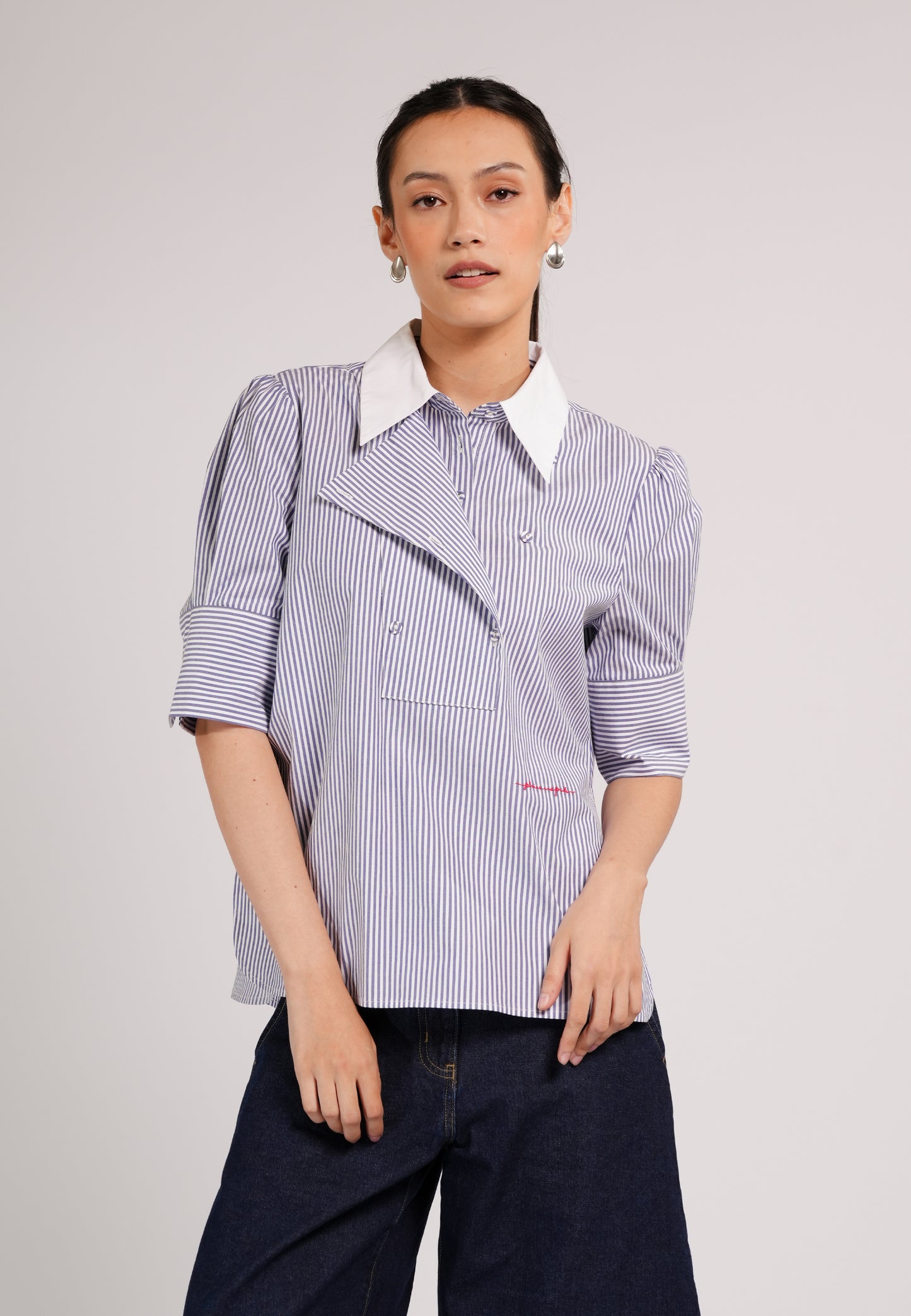 DNM Studios 2026 Doax Quarter Sleeve Top (Striped Blue)