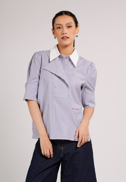 DNM Studios 2026 Doax Quarter Sleeve Top (Striped Blue)