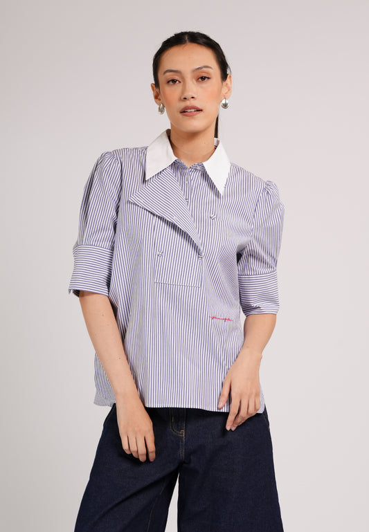 DNM Studios 2026 Doax Quarter Sleeve Top (Striped Blue)