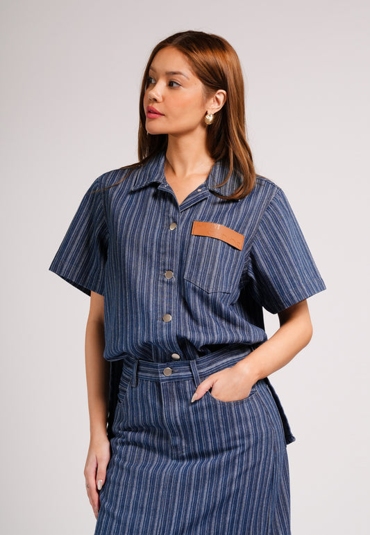 DNM Studios 2026 Dodge Short Sleeve Top (Striped Blue)