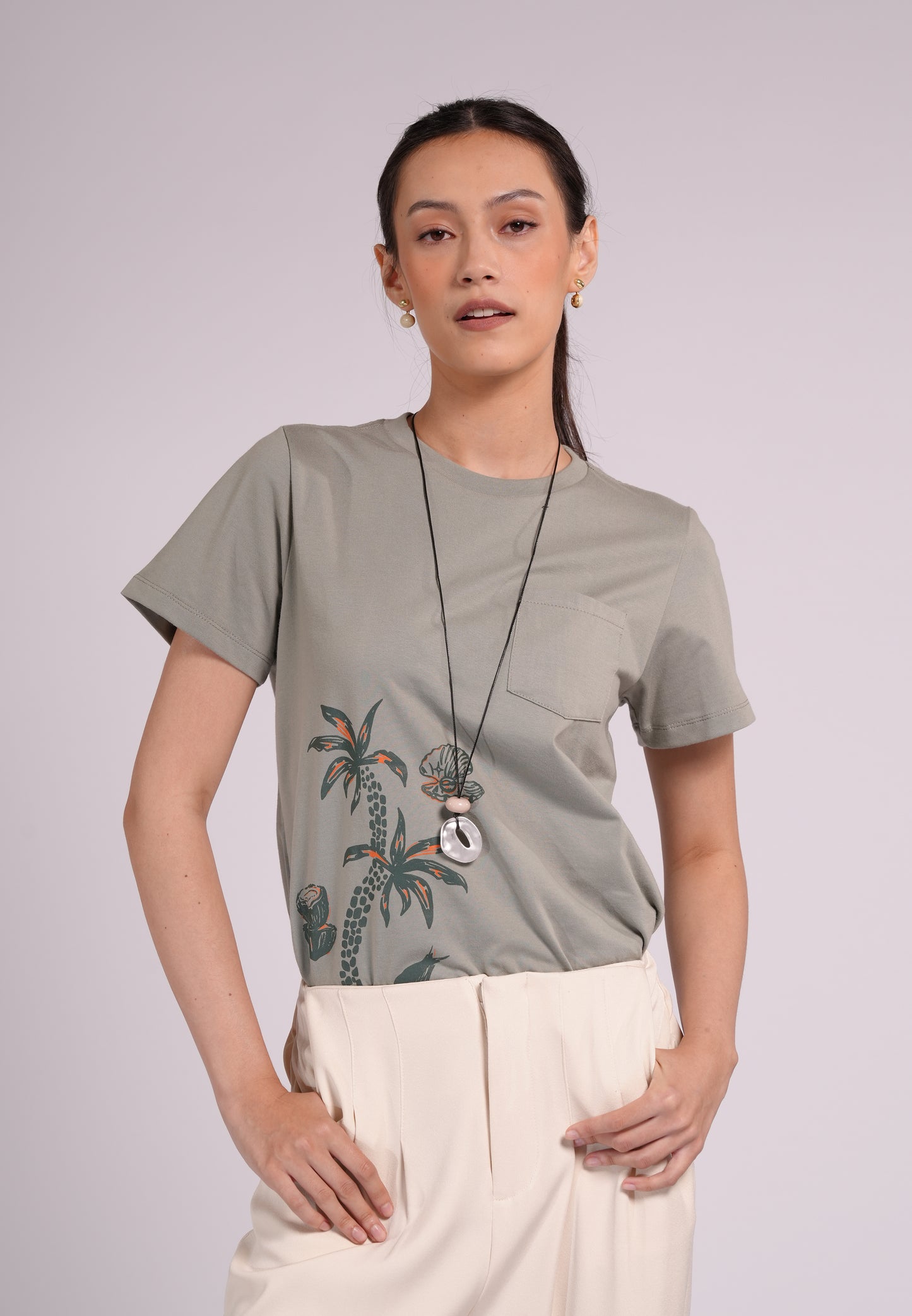 Summer Tees 2026 Dolores Short Sleeve Shirt Top (Sage)
