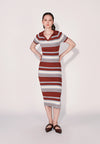 Camp Dominique Short Sleeve Dress (Striped Red)