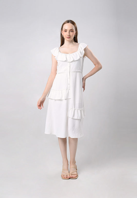 Domna Sleeveless Dress (Off-white)
