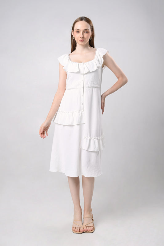 Domna Sleeveless Dress (Offwhite)