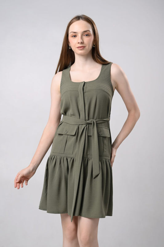 Drewe Sleeveless Dress (Olive)