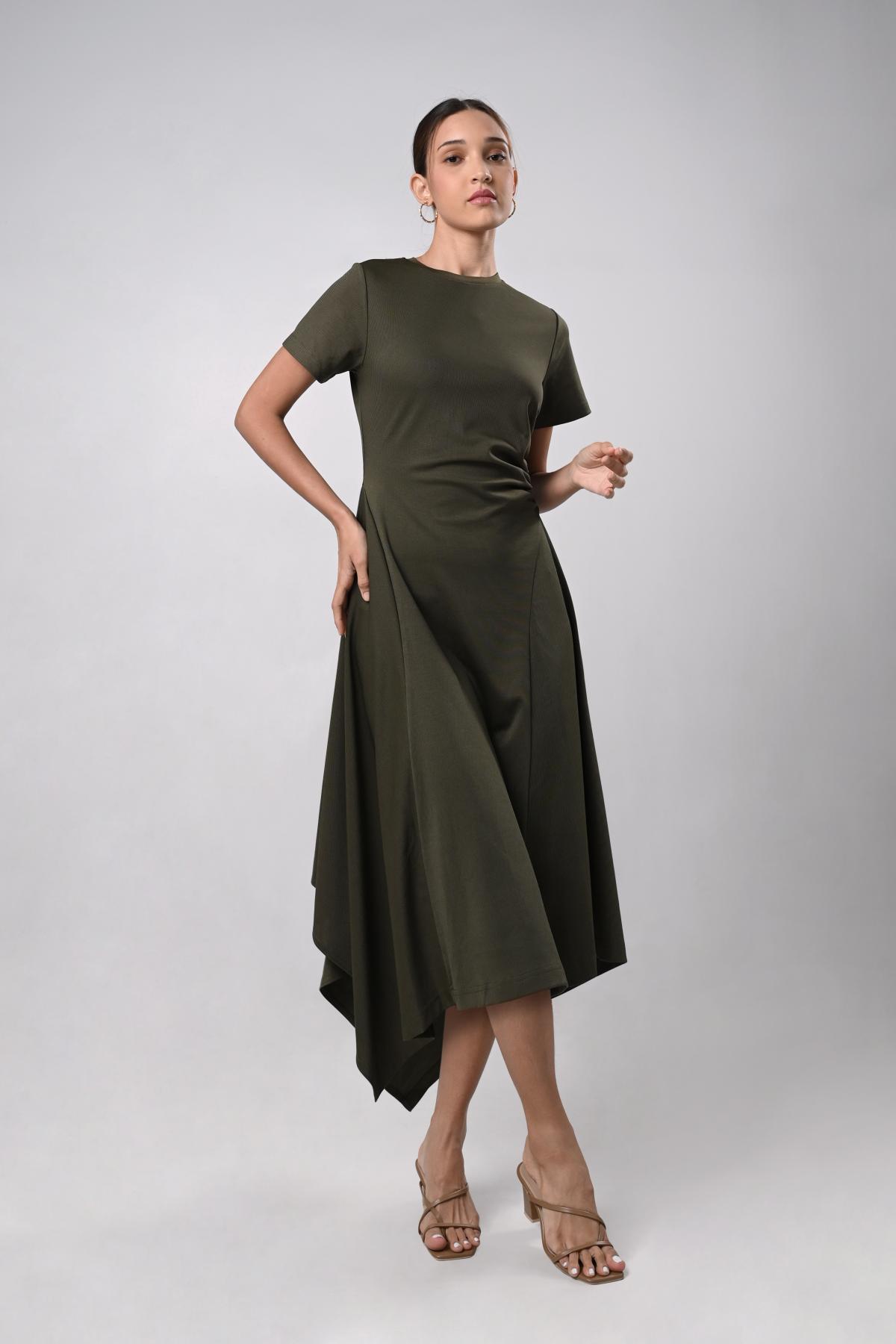 Durley Short Sleeve Dress (Olive)