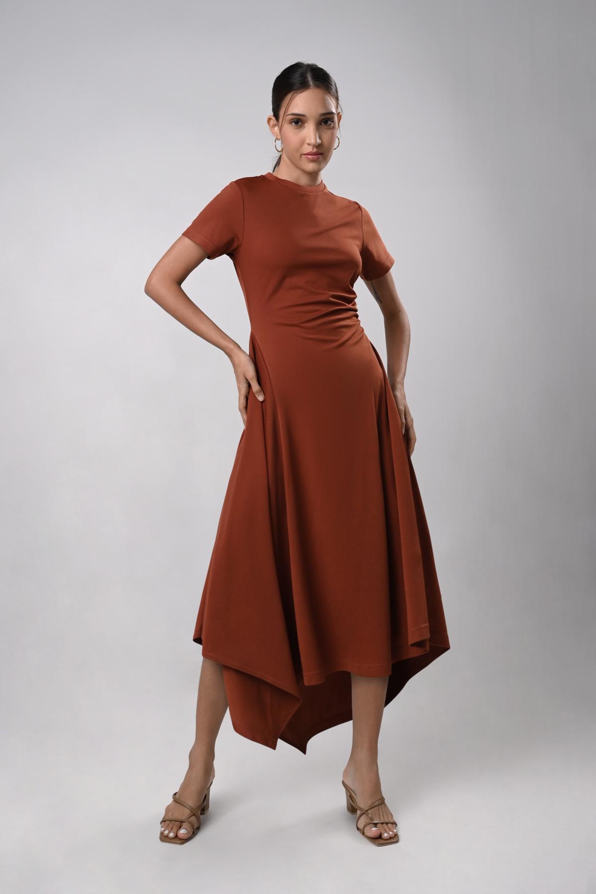 Durley Short Sleeve Dress (Rust)