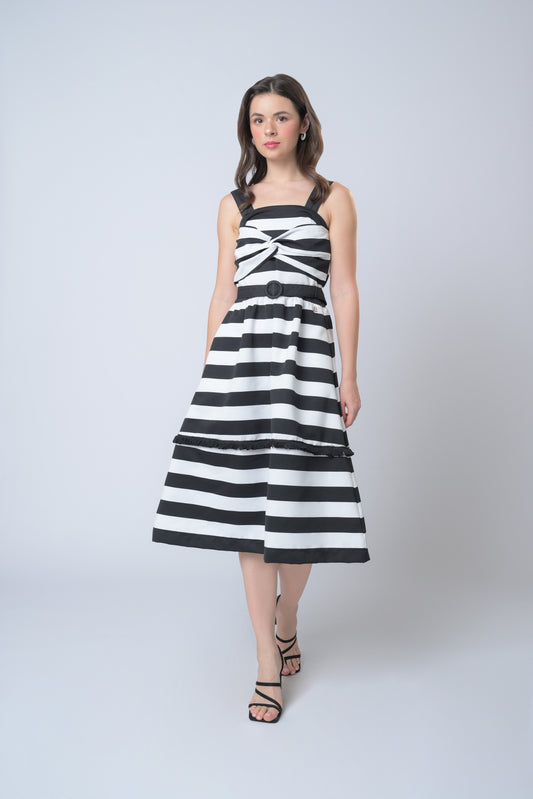 Barbie ❤ Plains & Prints Eccentric Sleeveless Dress 2 In 1 (Black/White)