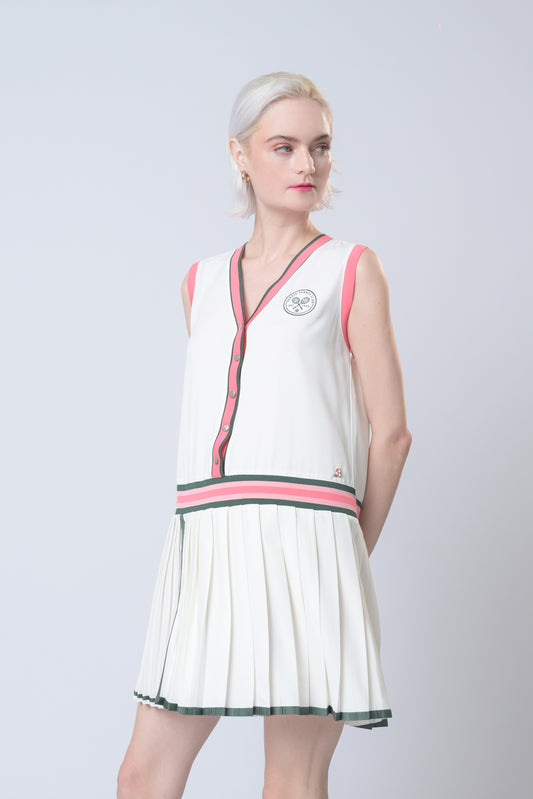 Barbie ❤ Plains & Prints Ecstatic Sleeveless Dress (Offwhite)