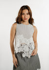 Edelwise Sleeveless Top (Striped White)