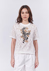 Ehlani Short Sleeve Top  (Spot Print Offwhite)