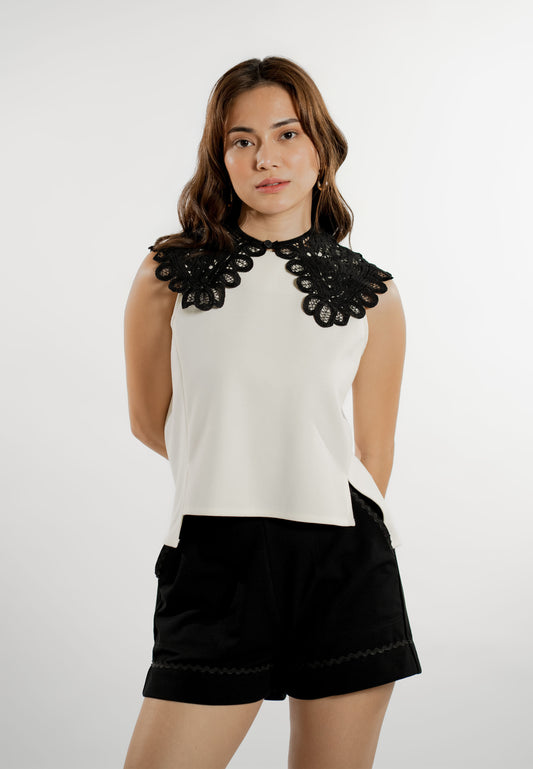 Eliette Sleeveless Top (Cream)