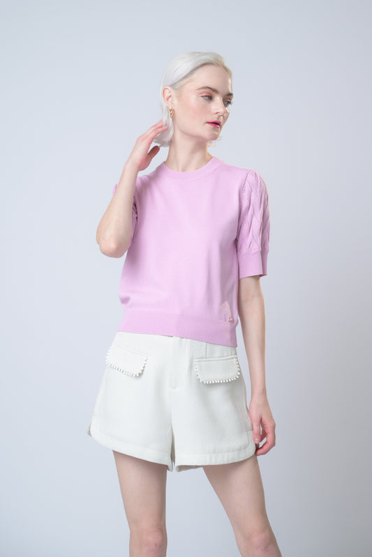 Barbie ❤ Plains & Prints Eloquent Short Sleeve Top (Pink)