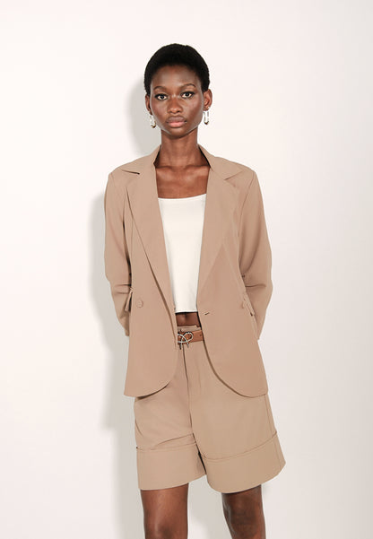 Archetype Elora Long Sleeve Blazer Top (Taupe)