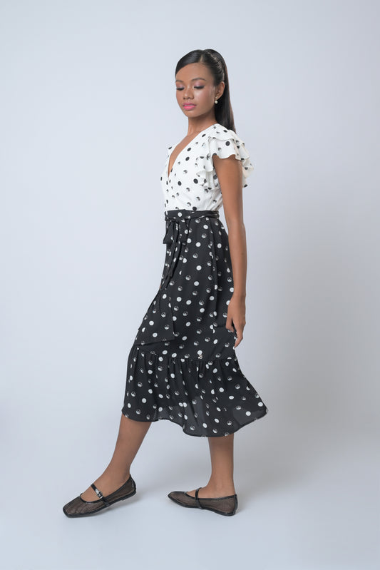 Barbie ❤ Plains & Prints Enchant Short Sleeve Dress (Black/White)