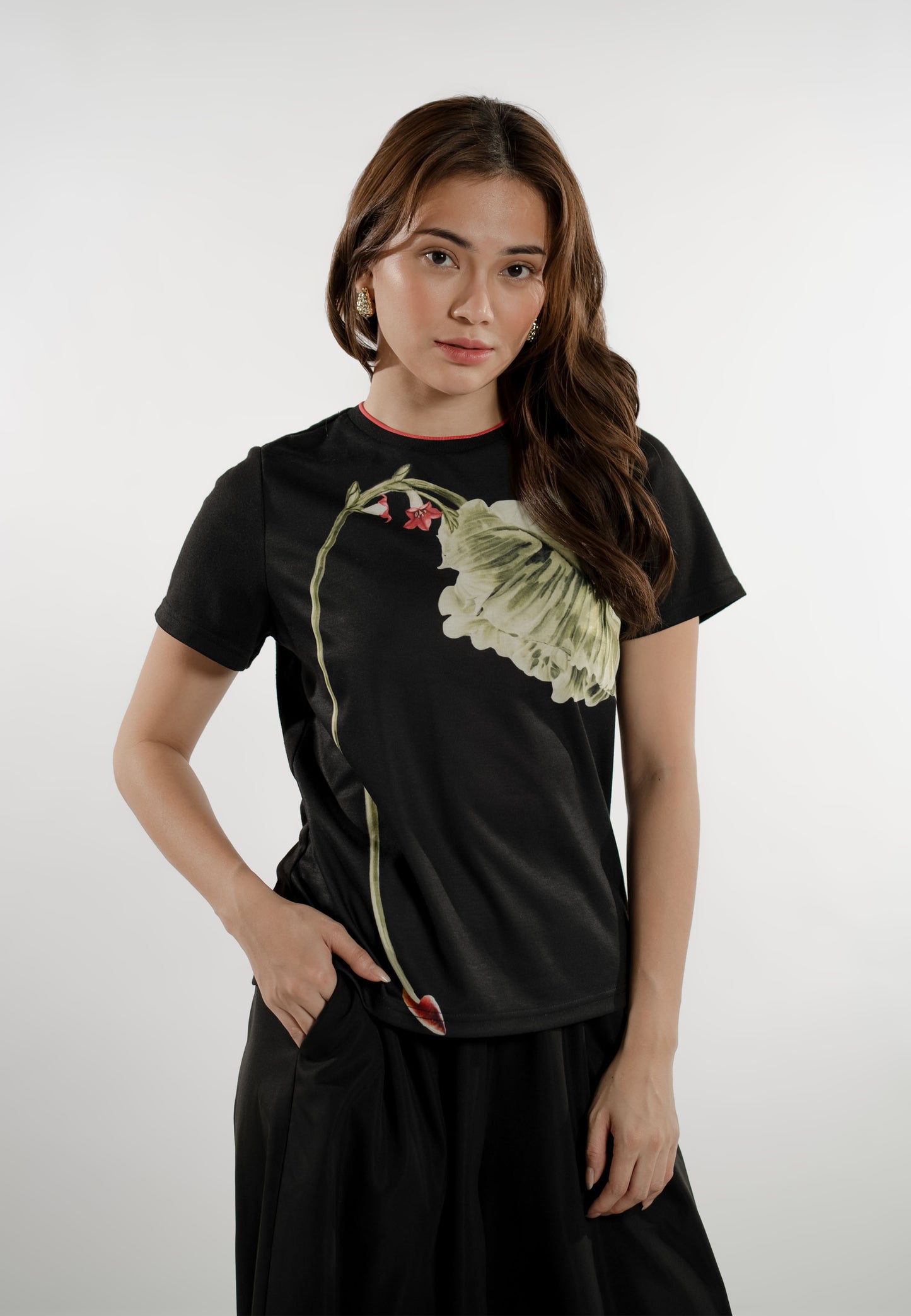 Erwyn Short Sleeve Shirt Top (Spot Print Black)