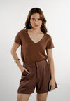 Eshal Short Sleeve Top (Brown)