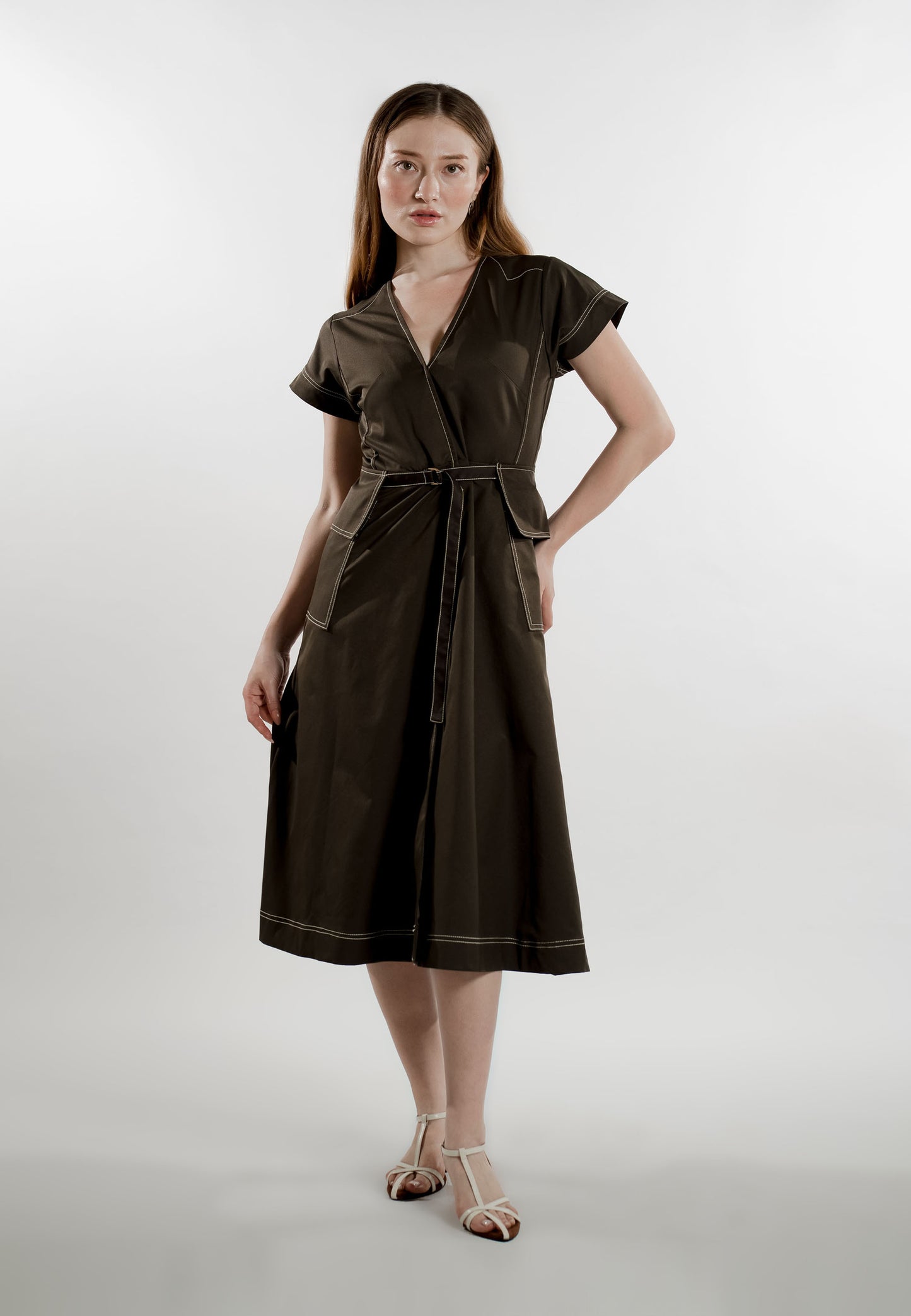 Eyris Short Sleeve Dress (Dark Brown)