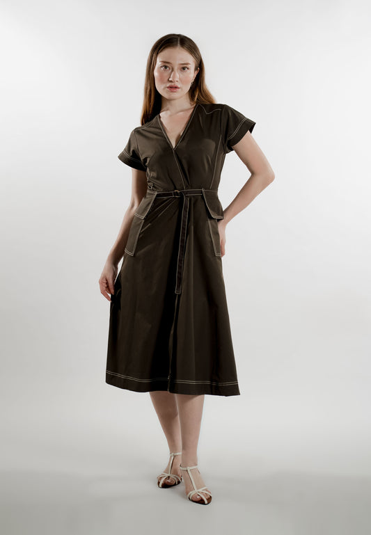 Eyris Short Sleeve Dress (Dark Brown)