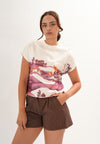 Fadeka Extended Sleeve Top (Printed Cream)