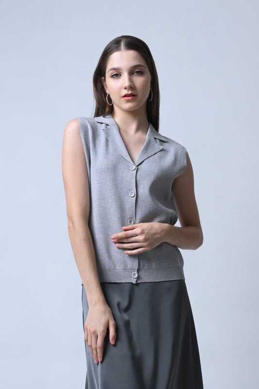 Fallon Sleeveless Top (Gray)