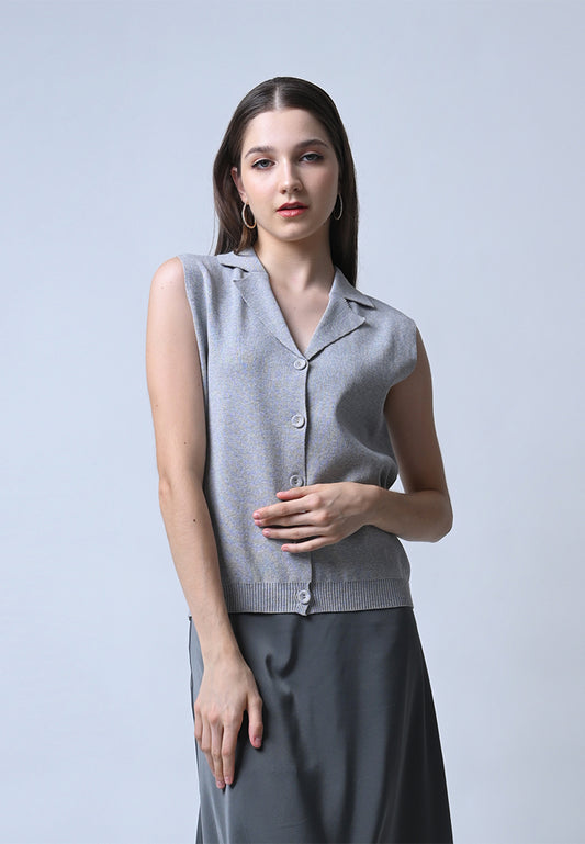 Fallon Sleeveless Top (Gray)