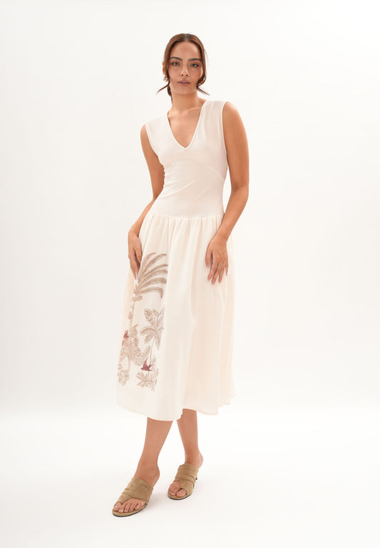 Famine Sleeveless Dress (Spot Print Cream)