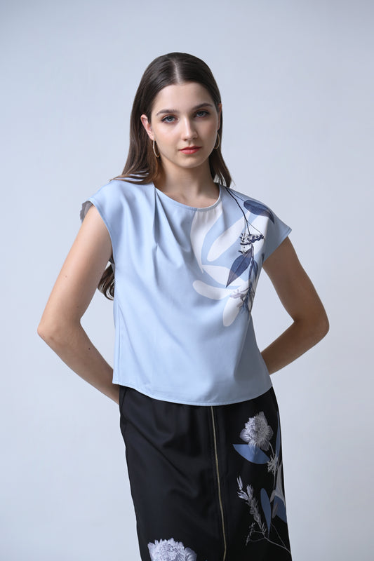 Fancy Short Sleeve Top (Blue)