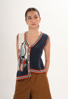 Farah Sleeveless Top (Spot Print Navy)
