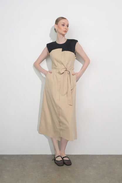 Raf Fargo Sleeveless Dress (Blk/Khak)