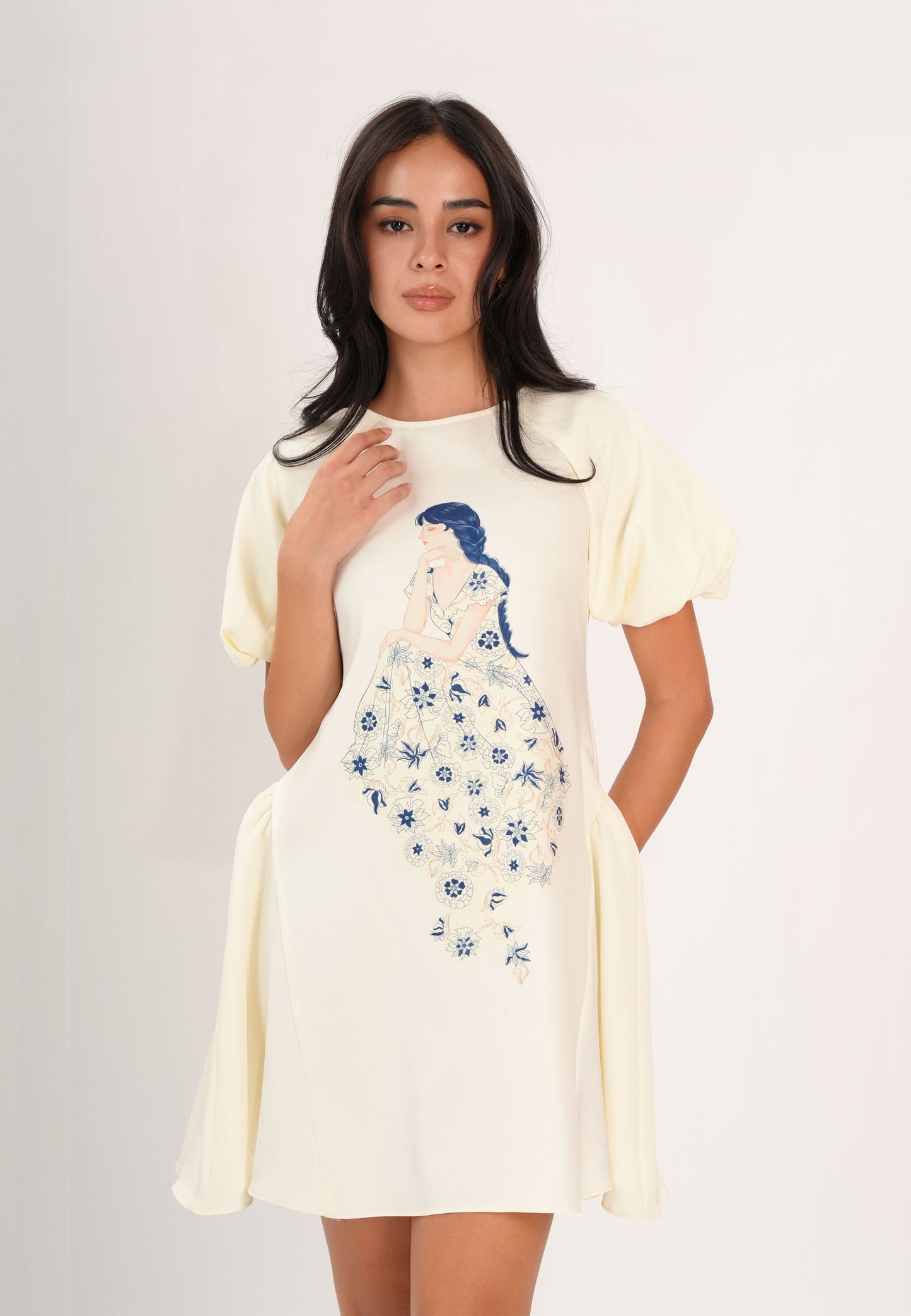 Fathia Short Sleeve Dress (Offwhite)
