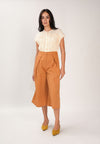 Faustine Extended Sleeve Pantsuit (Cream/Camel)