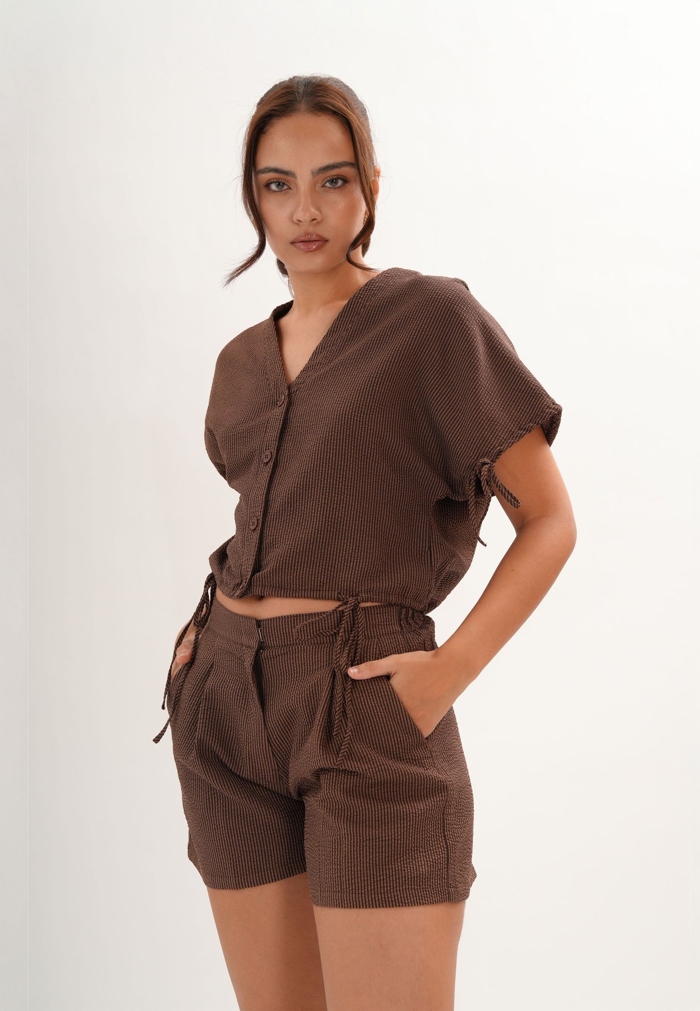 Faust Shorts (Striped Brown)