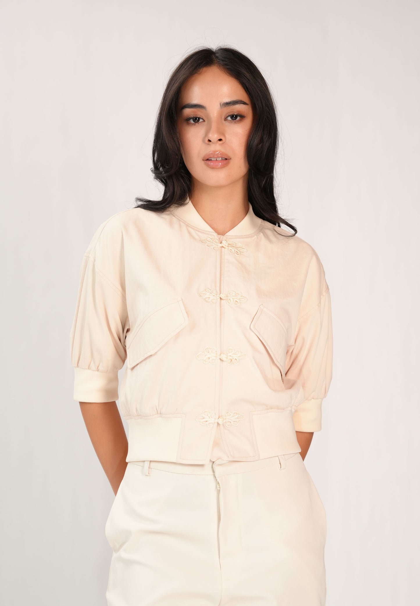 Fellon Quarter Sleeve Top (Cream )