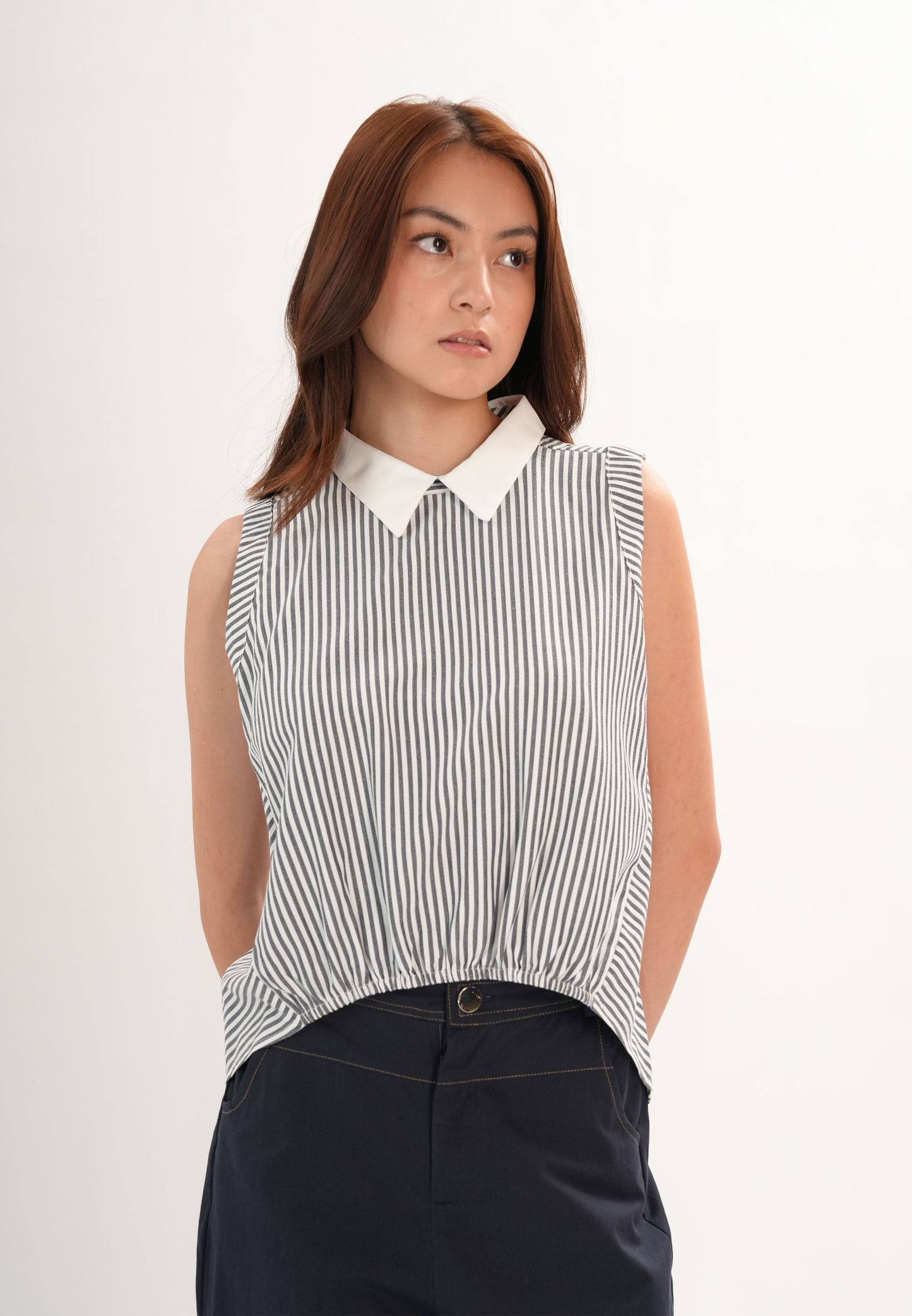 Fendor Sleeveless Top (Striped Black)