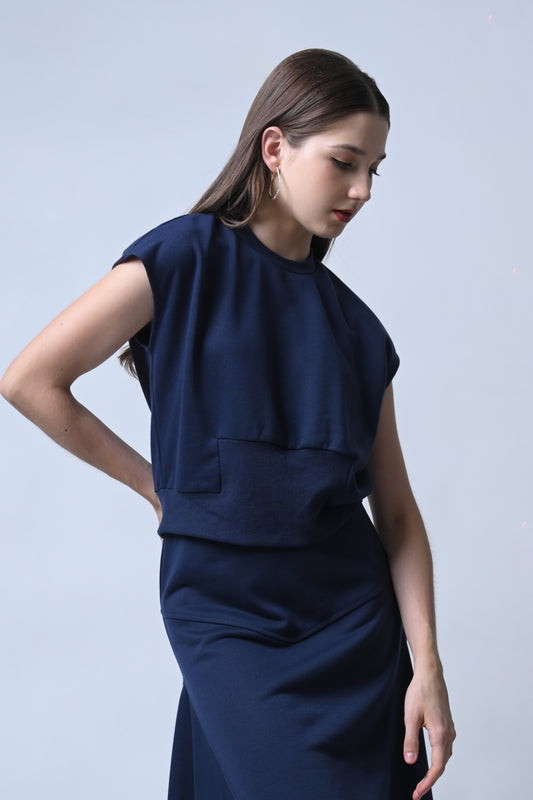 Ferris Short Sleeve Top (Navy)