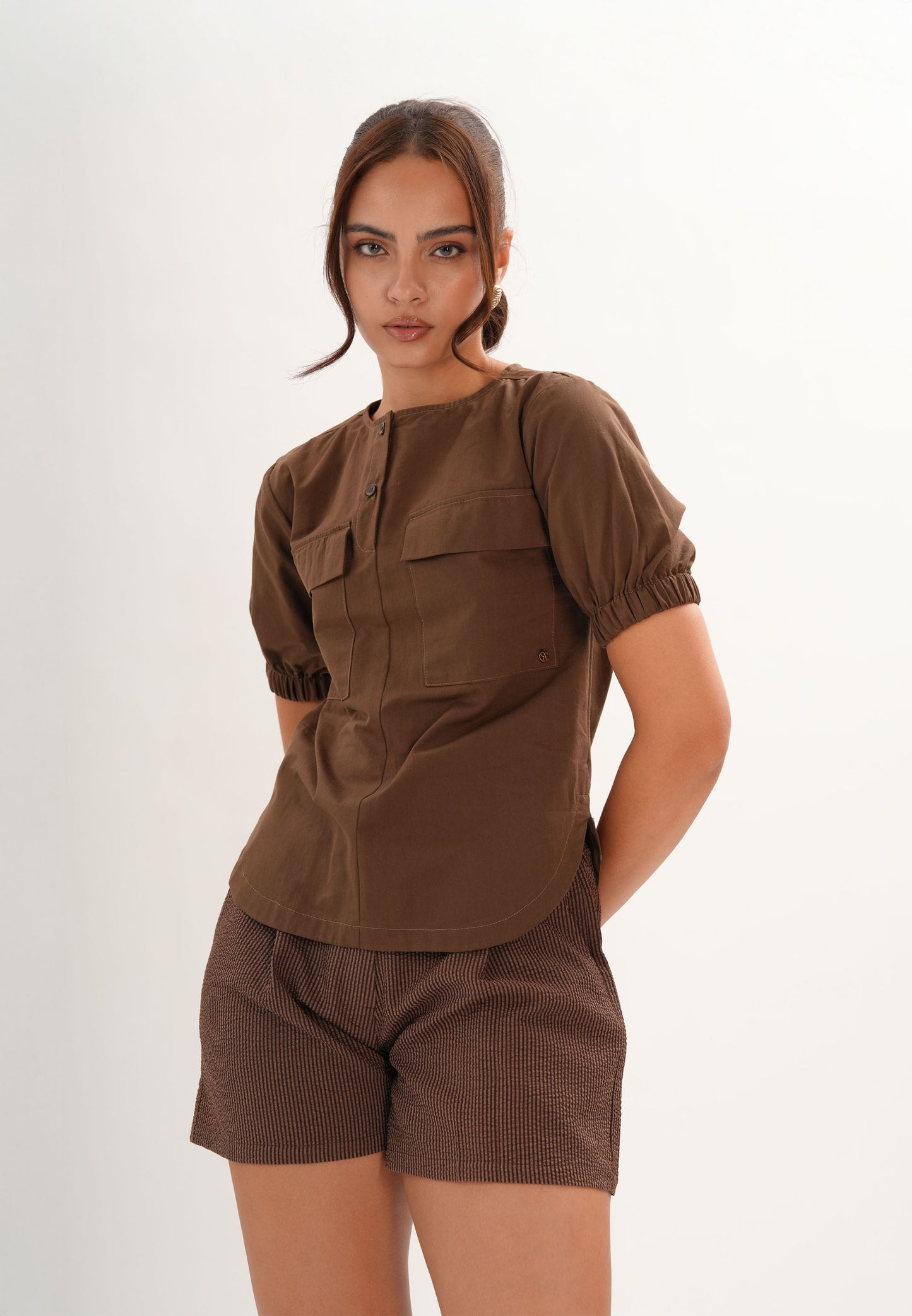 Fiadh Short Sleeve Top (Brown)