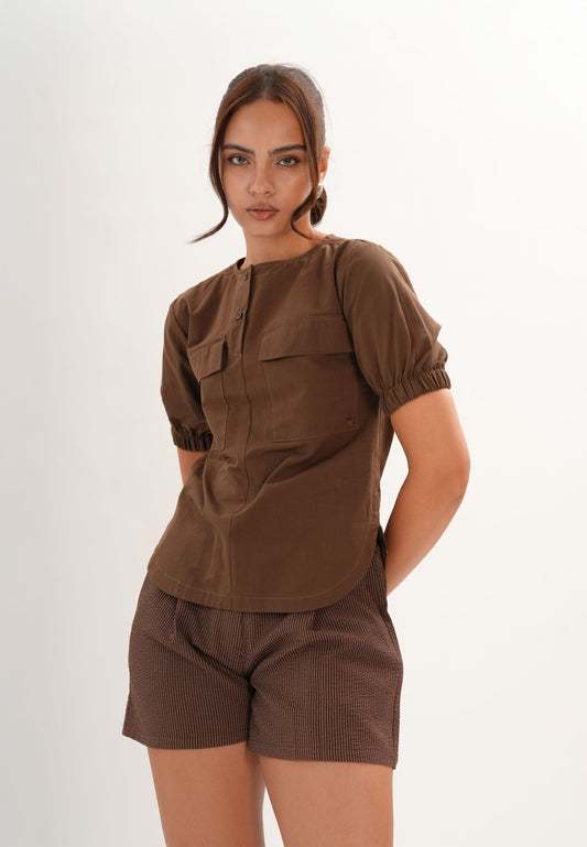 Fiadh Short Sleeve Top (Brown)
