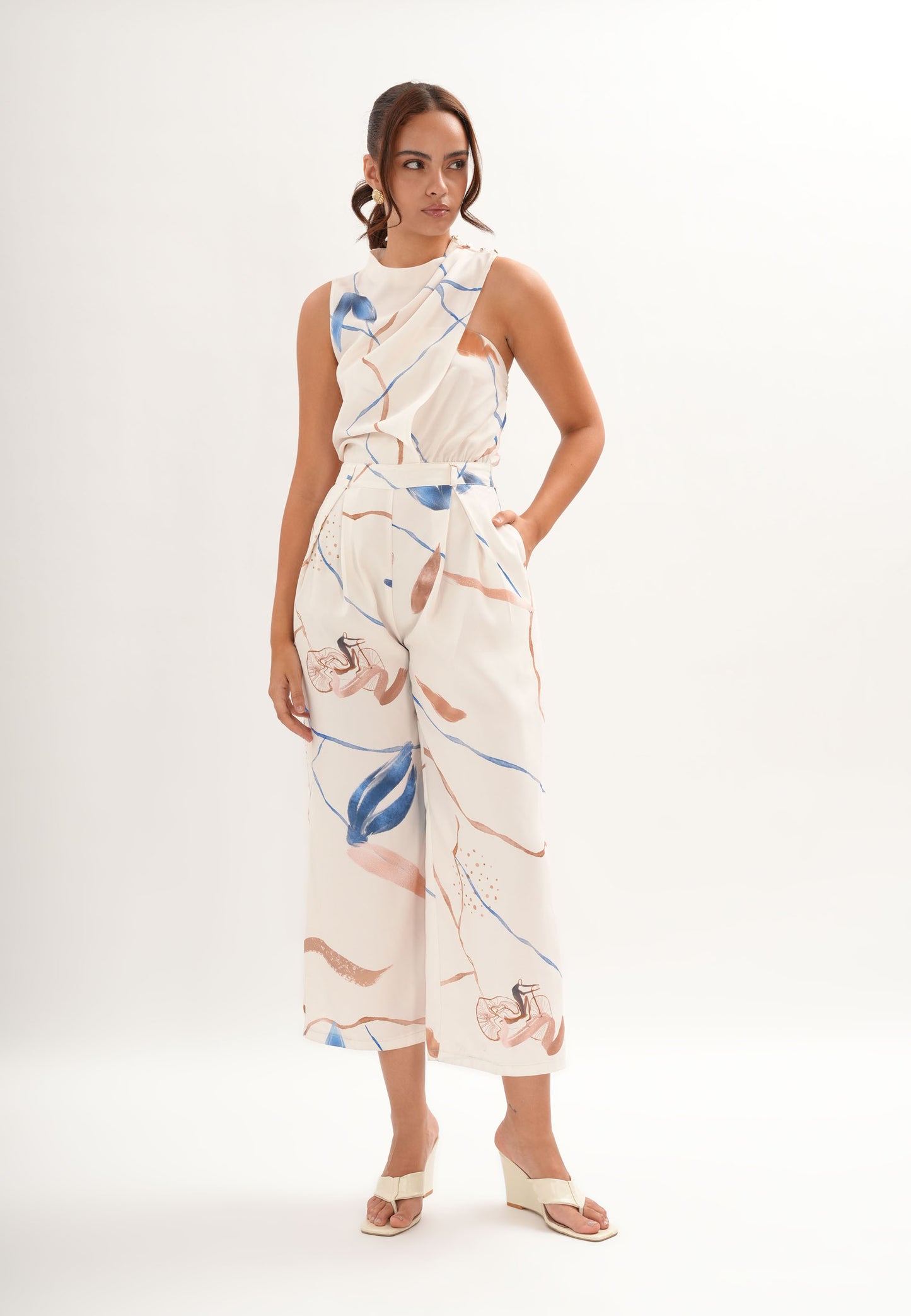 Fiasco Sleeveless Pantsuit (Printed Cream)