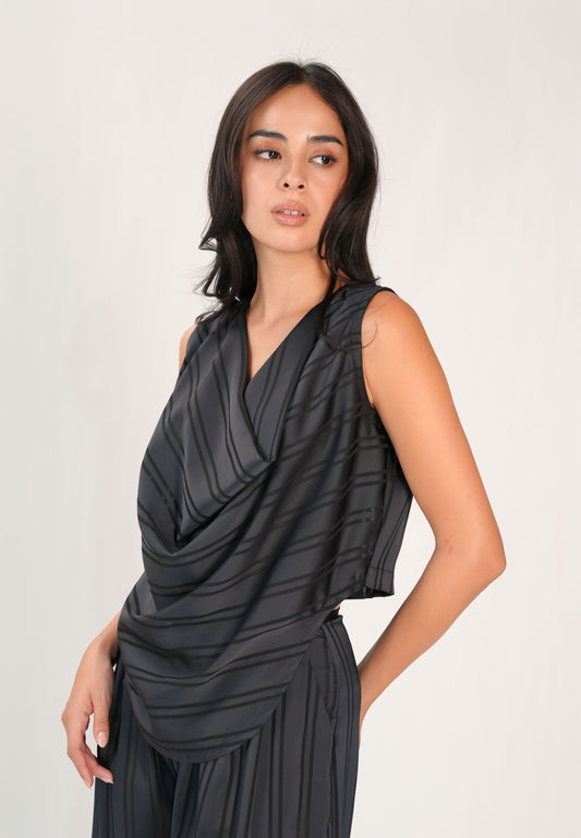 Fifer Sleeveless Top (Striped Navy)