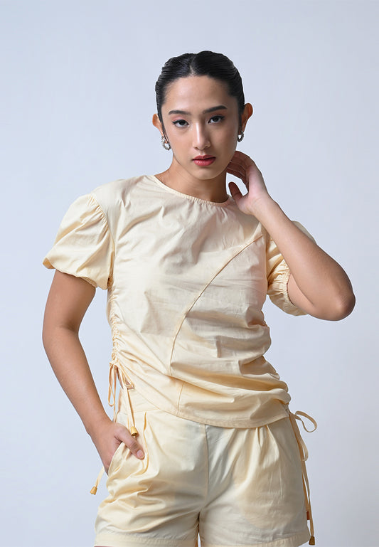 Fika Short Sleeve Top (Beige)