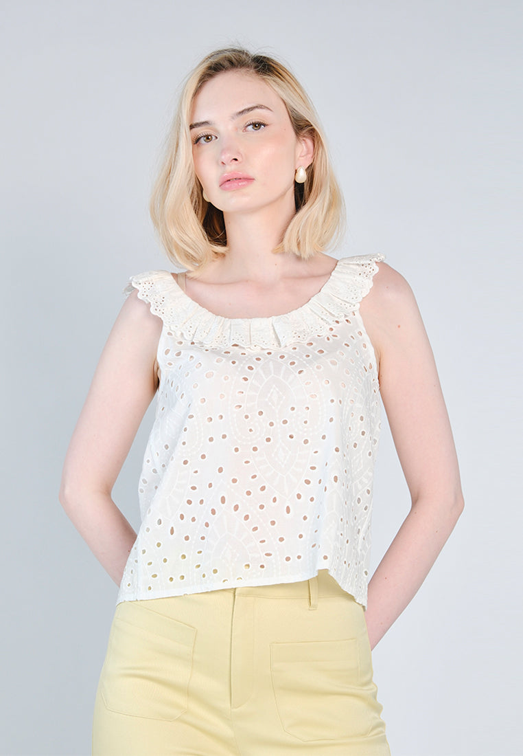 Nobleza Finnian Sleeveless Top (Off-white)