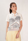 Finno Short Sleeve Top (Spot Print White)