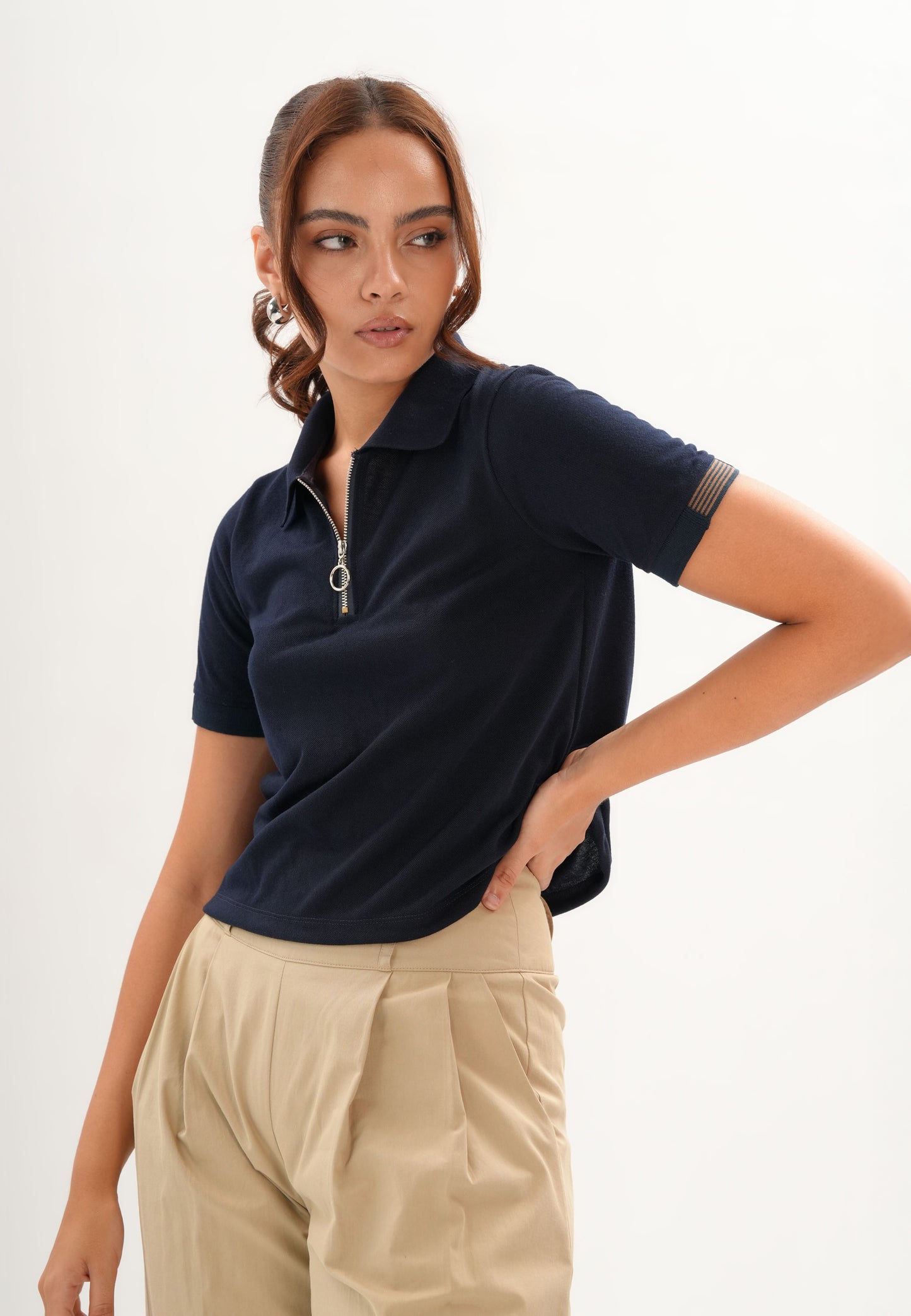 Fionn Short Sleeve Top (Navy)