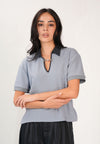 Fiony Short Sleeve Top (Dark Blue)